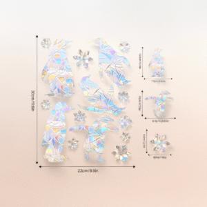 New Holographic Rainbow Prism Penguin & Snowflake Sun Catcher - Static Cling Window/Car Sticker (No Glue)